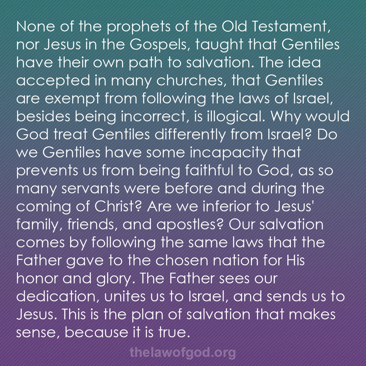 b052 - Post about the Law of God: None of the prophets of the Old Testament, nor Jesus in the...