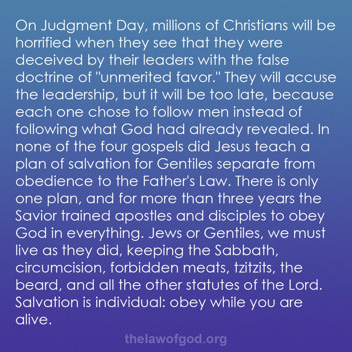 b052 - Post about the Law of God: On Judgment Day, millions of Christians will be horrified when...