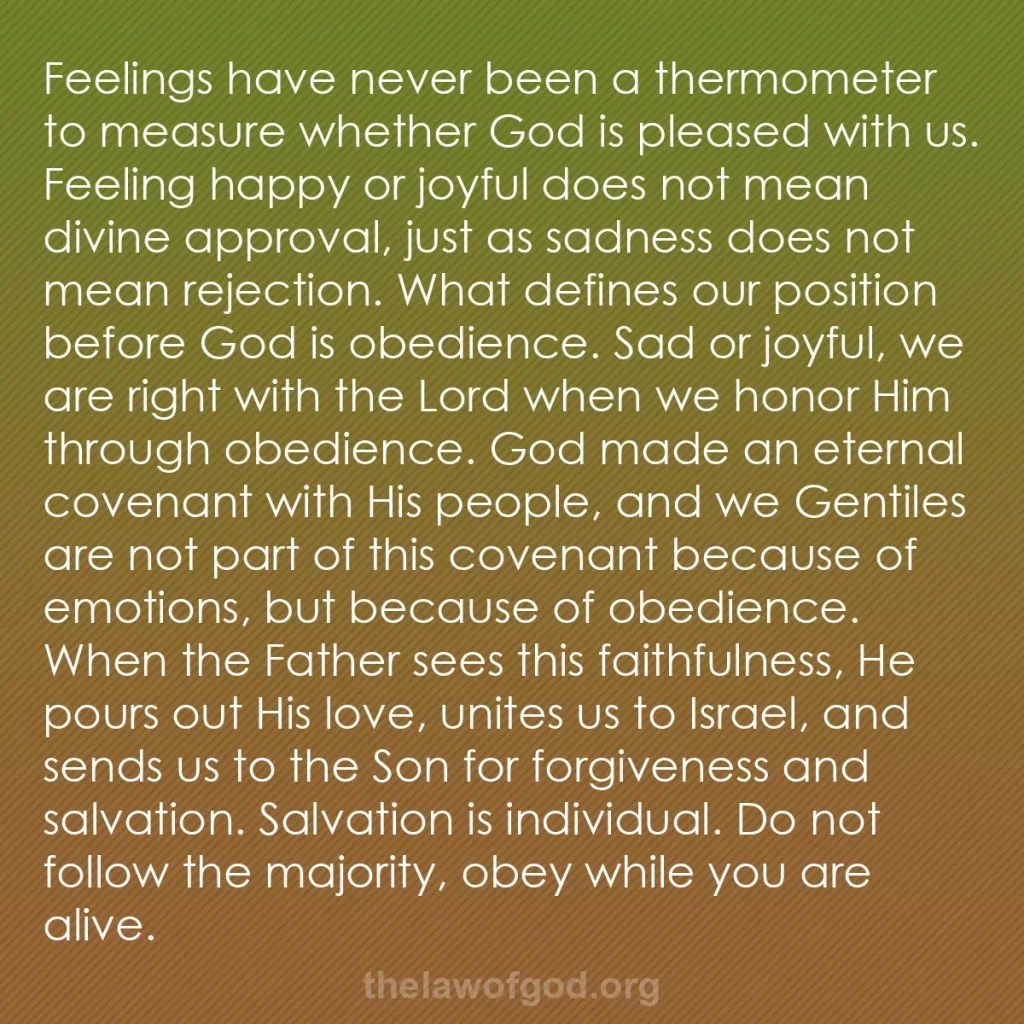 b0529 - Post about the Law of God: Feelings have never been a thermometer to measure whether God...