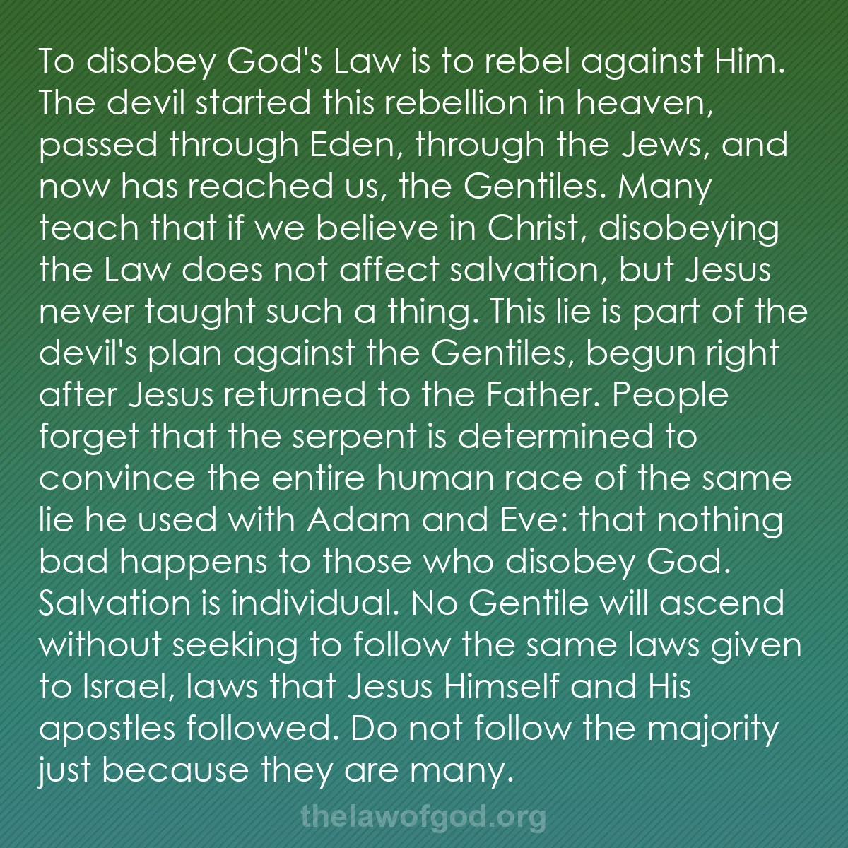 b053 - Post about the Law of God: To disobey God