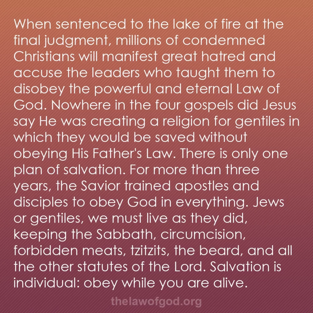 b0546 - Post about the Law of God: When sentenced to the lake of fire at the final judgment, millions...