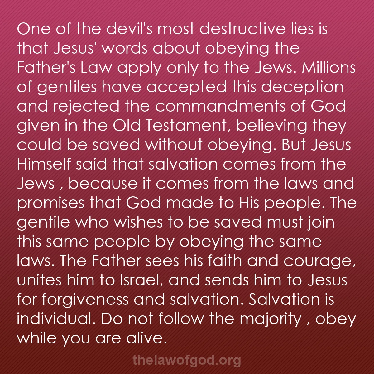 b055 - Post about the Law of God: One of the devil
