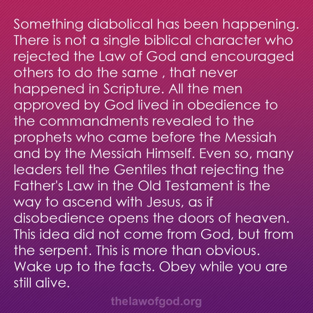 b0561 - Post about the Law of God: Something diabolical has been happening. There is not a single...