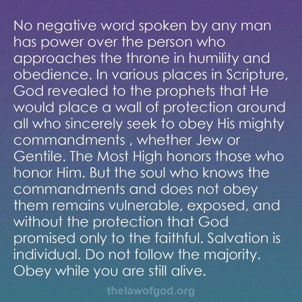 b0562 - Post about the Law of God: No negative word spoken by any man has power over the person...