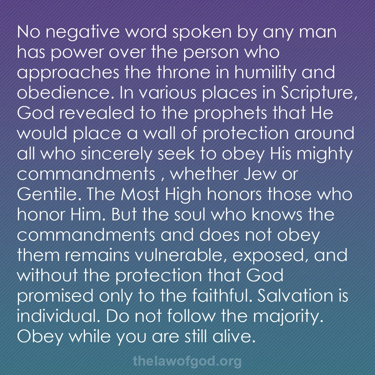 b056 - Post about the Law of God: No negative word spoken by any man has power over the person...