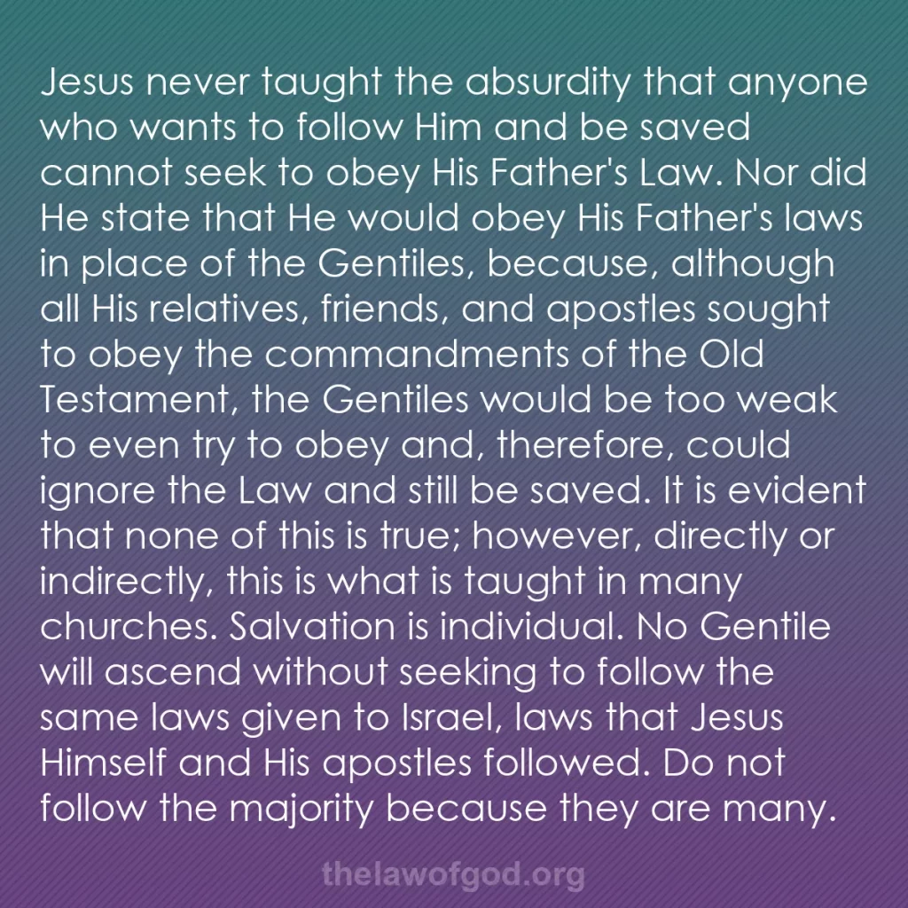 b0564 - Post about the Law of God: Jesus never taught the absurdity that anyone who wants to follow...