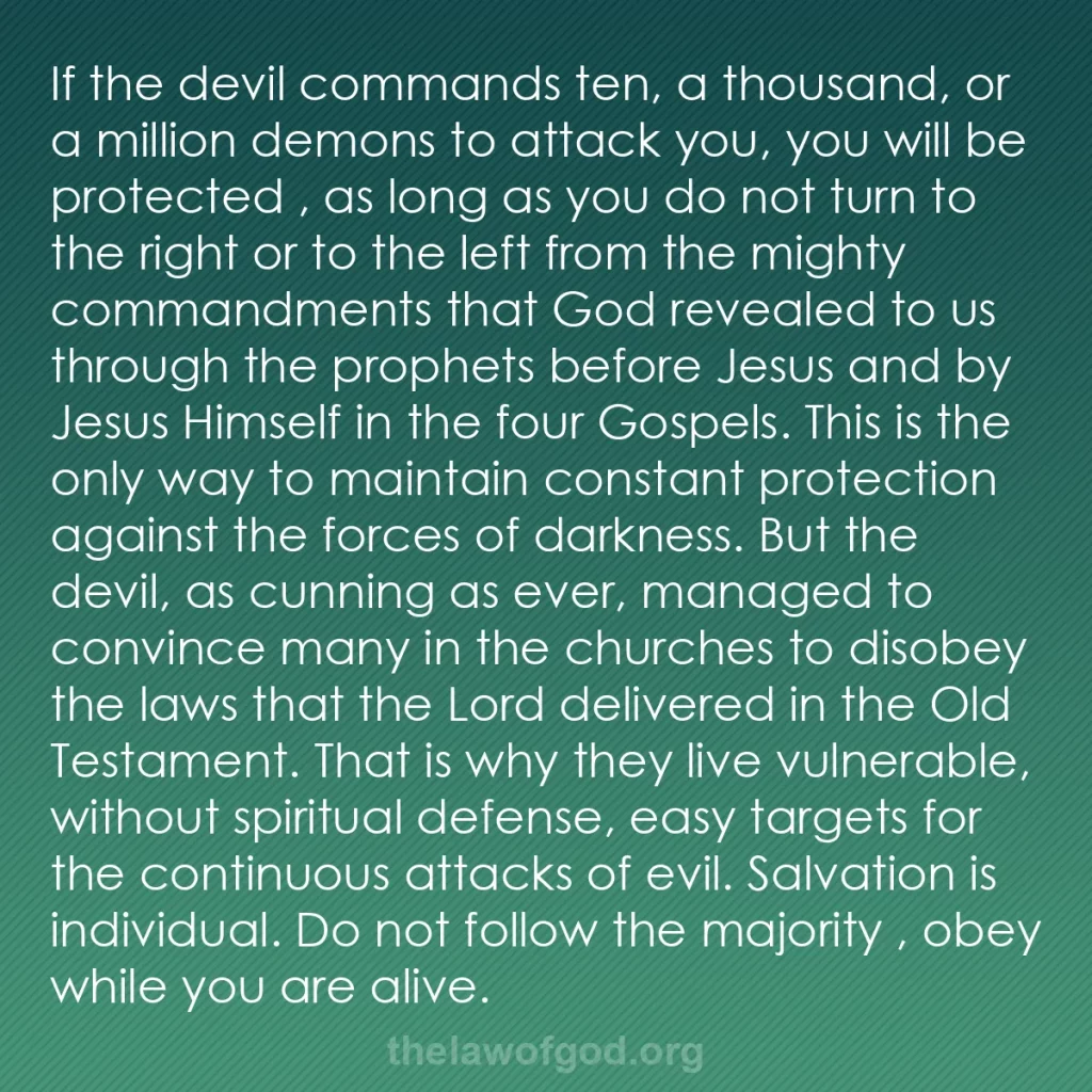 b0565 - Post about the Law of God: If the devil commands ten, a thousand, or a million demons to...