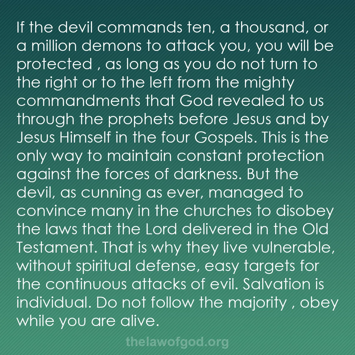 b056 - Post about the Law of God: If the devil commands ten, a thousand, or a million demons to...