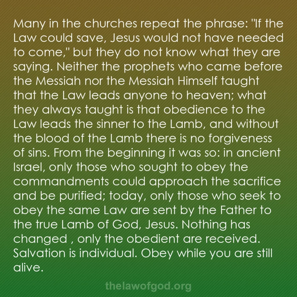b0576 - Post about the Law of God: Many in the churches repeat the phrase: "If the Law could save,...