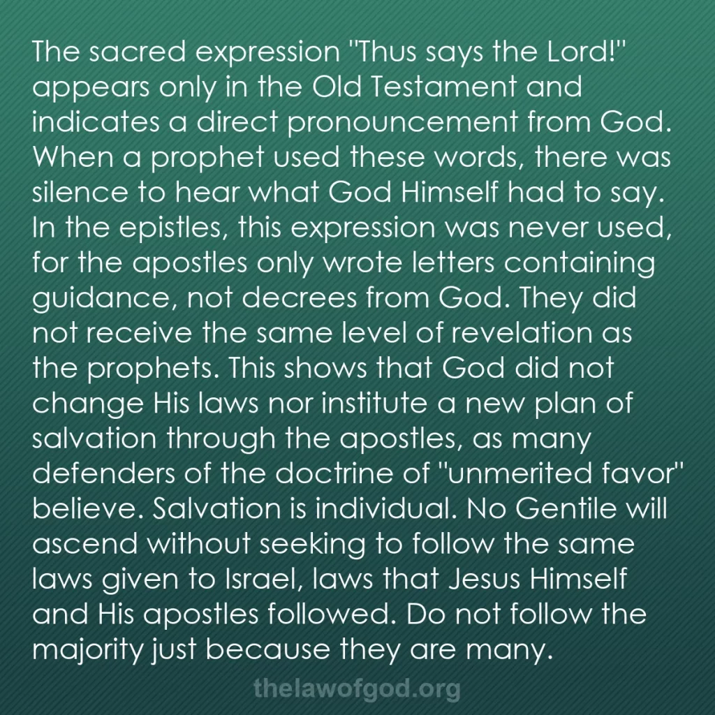 b0580 - Post about the Law of God: The sacred expression "Thus says the Lord!" appears only in...