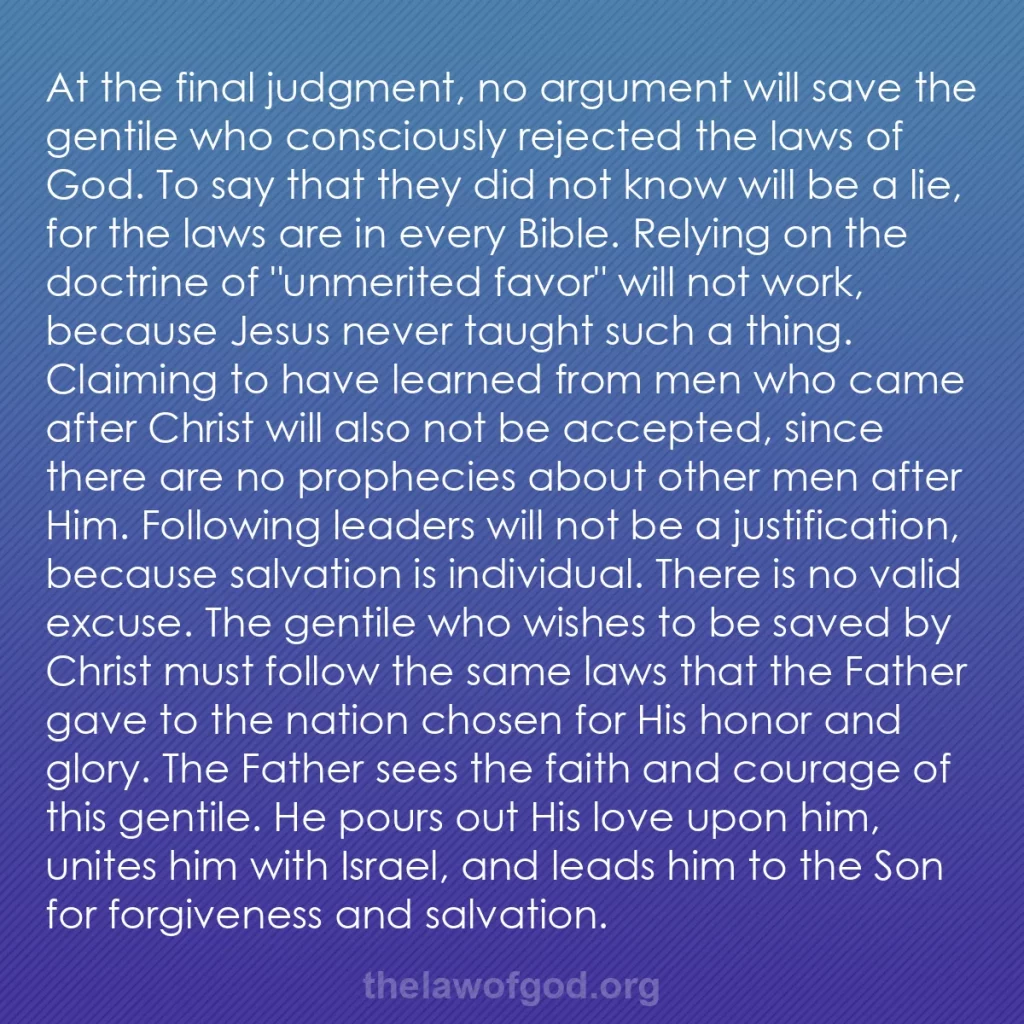 b0587 - Post about the Law of God: At the final judgment, no argument will save the gentile who...